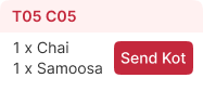 Kitchen Order Ticket being sent from Isselo POS